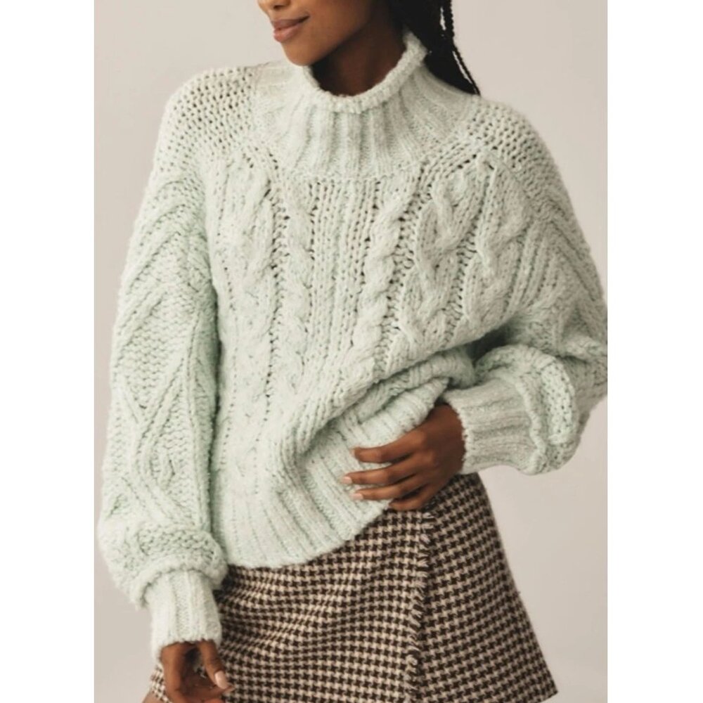 By Anthropologie Fisherman Jumper Mint Green XS